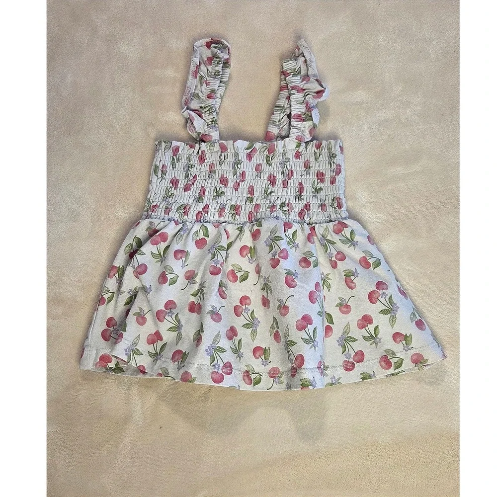 Cynthia Rowley Toddler Girls Cherry Smocked Top & Pink Pants‎ Set 24M